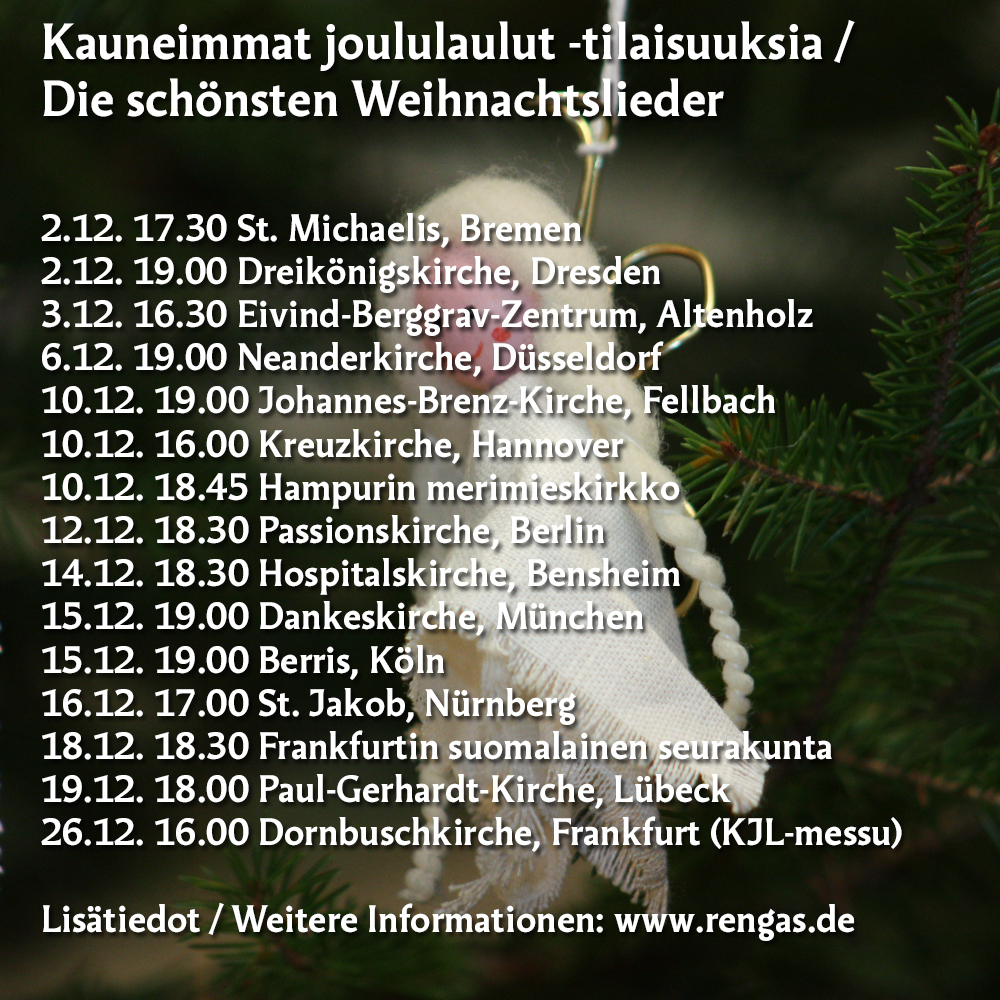 enkeli joulukuusessa, kuvan päällä sama teksti kuin uutisessa