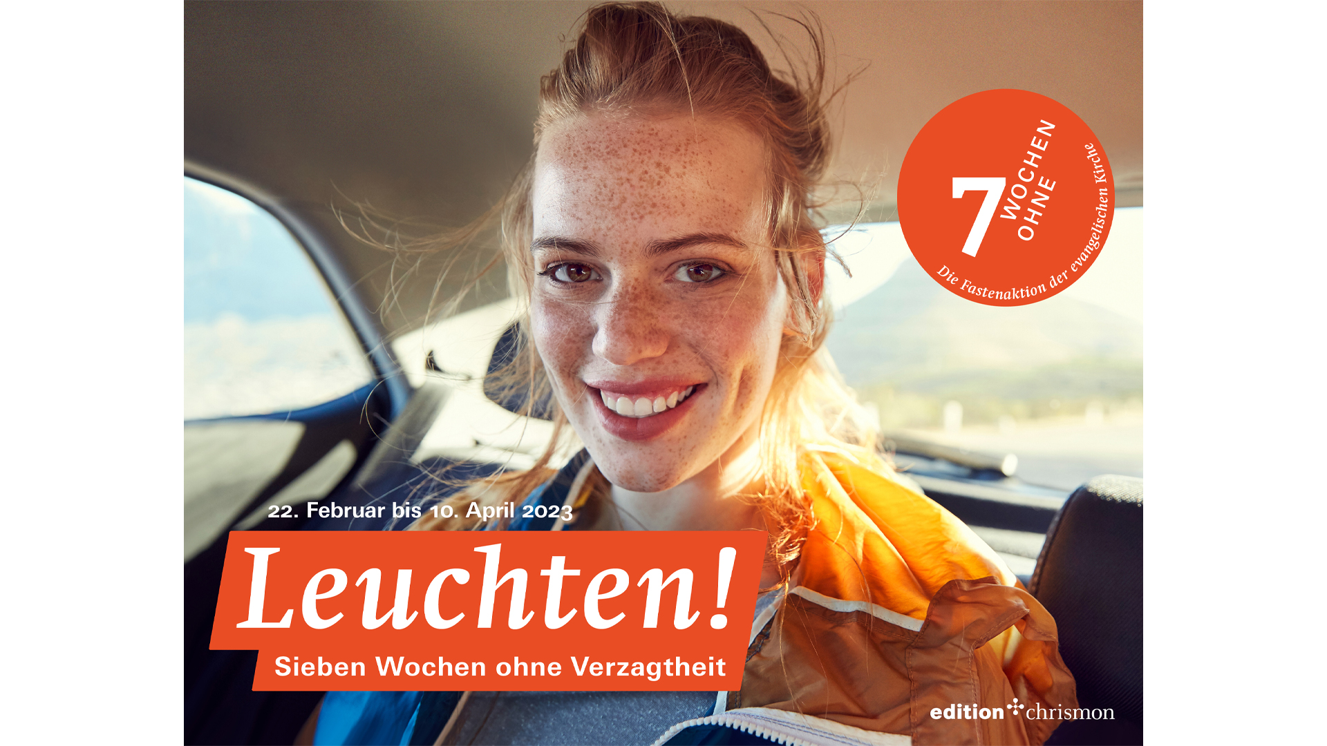 7 Wochen ohne kampanjakuva, nuori nainen istuu autossa