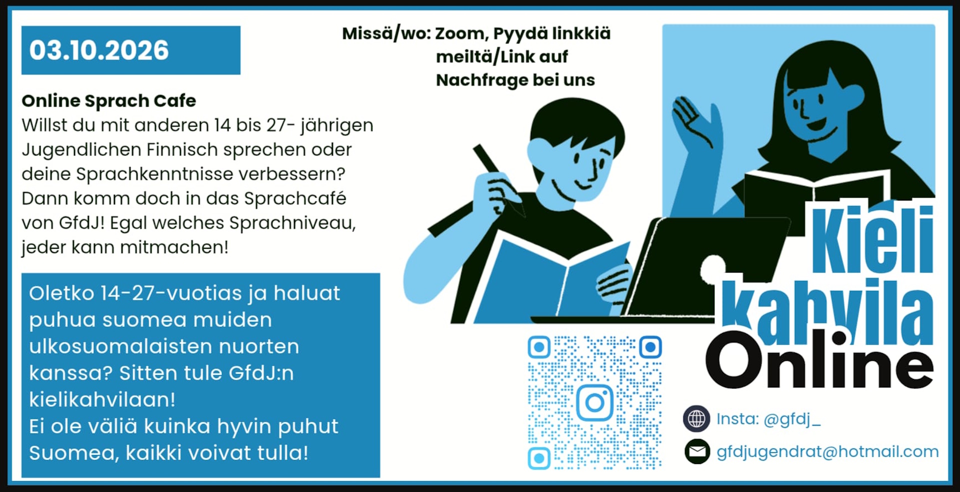 GfdJ:n kielikahvilan mainos
