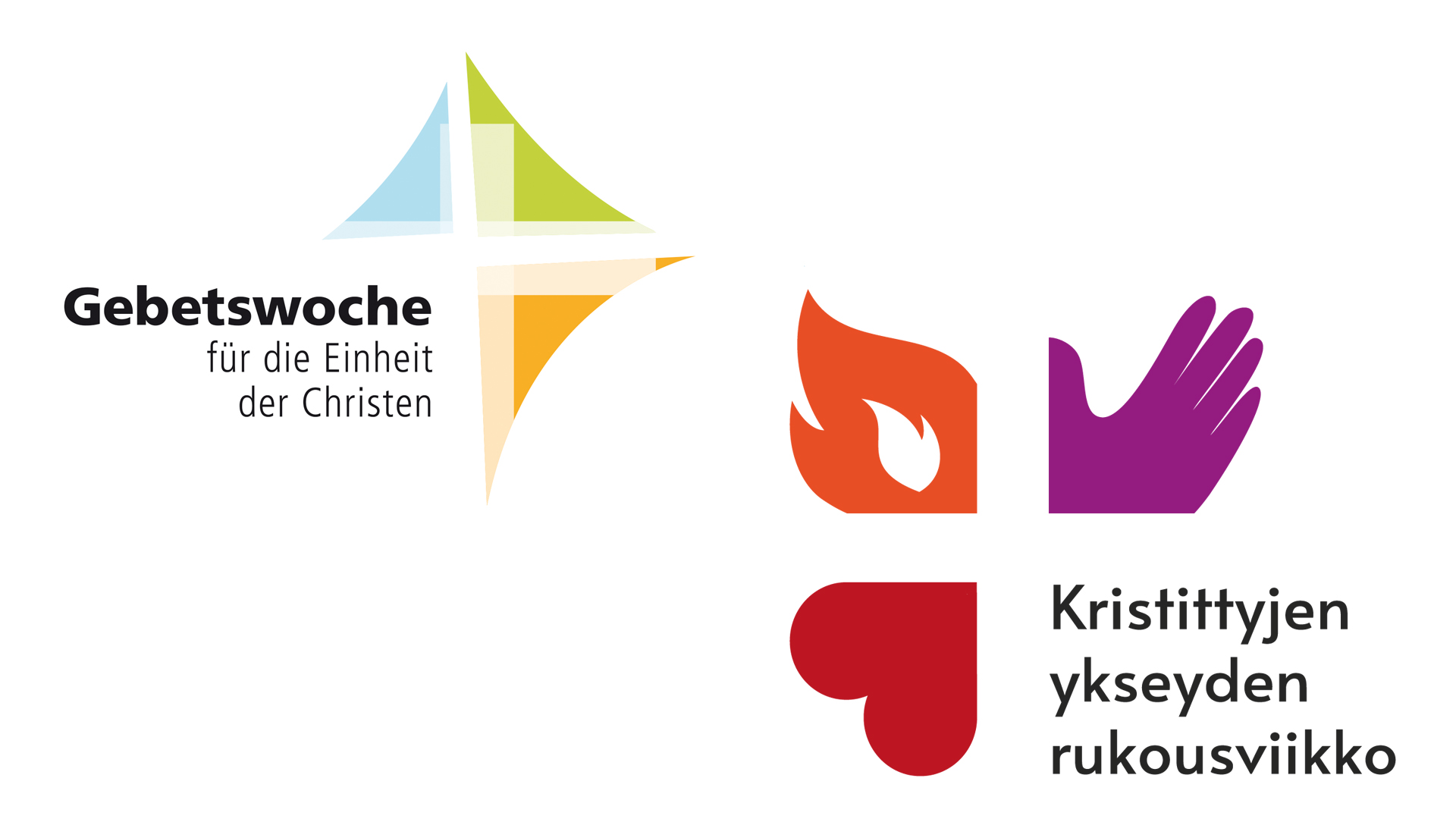 Kristittyjen ykseyden rukousviikon suomalainen ja saksalainen logo