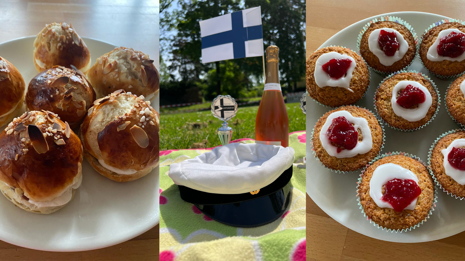 pullia, ylioppilaslakki, Suomen pöytälippu ja Runebergin torttuja