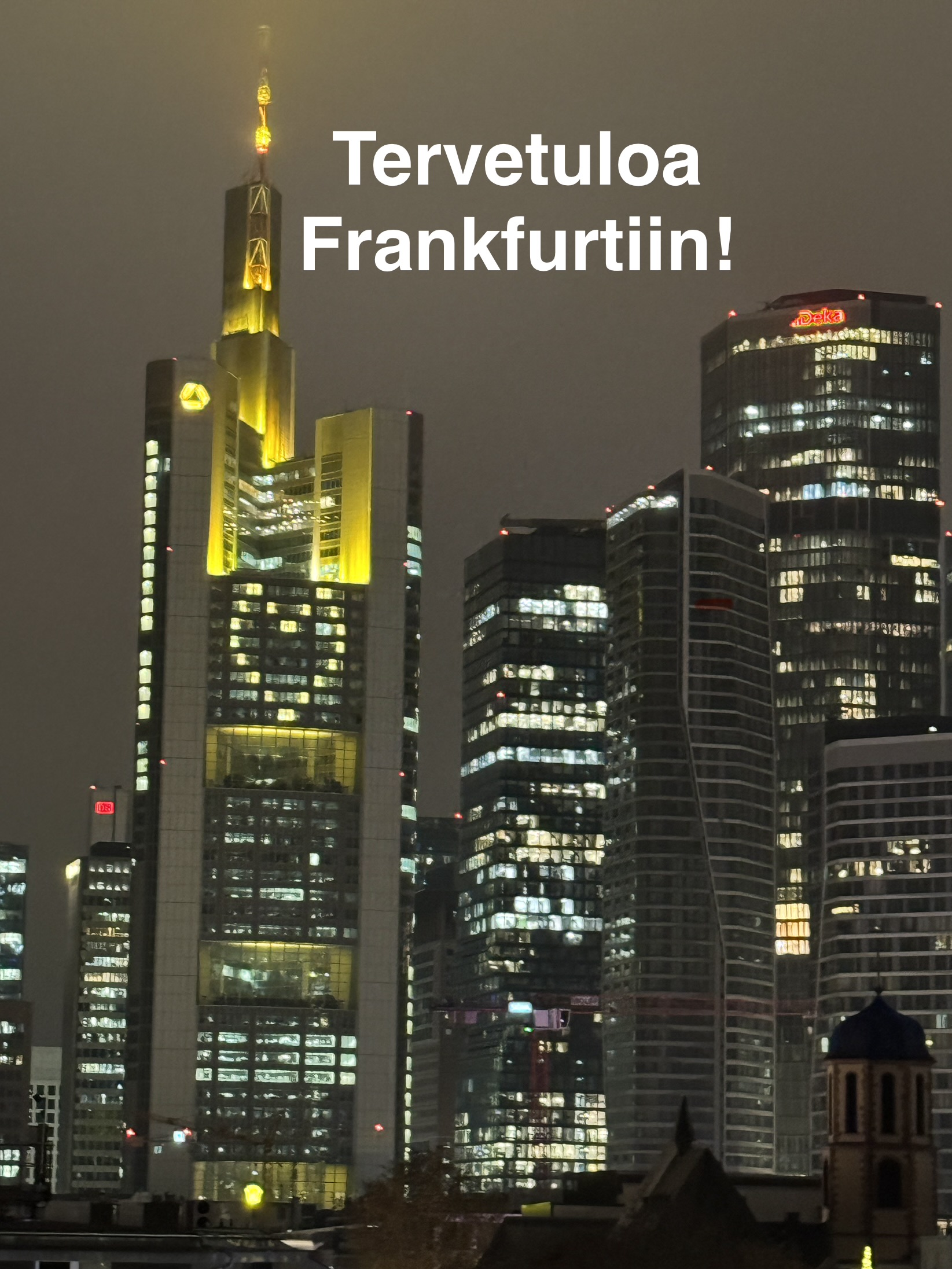 Kuvassa näkyy Frankfurtin skyline