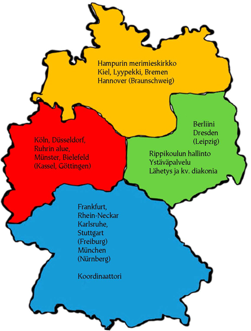 Saksan suomalaisten seurakuntien aluejakoon muutoksia - Saksan suomalaiset  seurakunnat